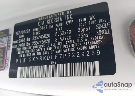 2023 Kia Sorento X-Line Sx Prestige from USA, damaged, VIN 5XYRKDLF7PG229269